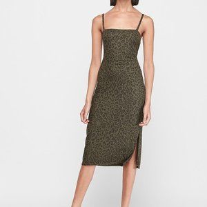 Express Women's Leopard Ribbed Midi Dress M EUC